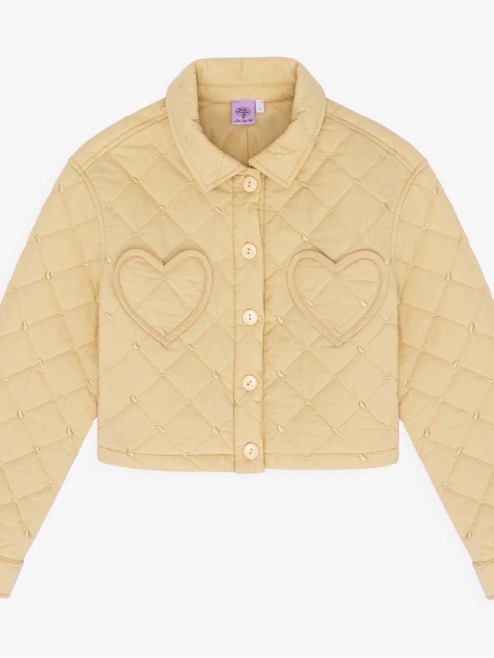 Lisa Says Gah Quilted Polly Pocket Heart Pocket Puffer Jacket - Pale Yellow - Picture 6 of 6